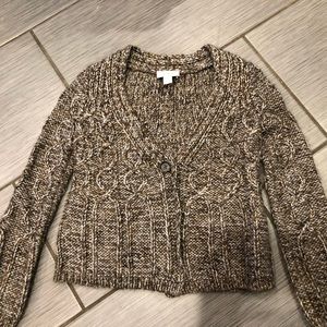 Ann Taylor LOFT crop sweater black merle